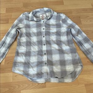 SO Gray and White Plaid Button Down Shirt